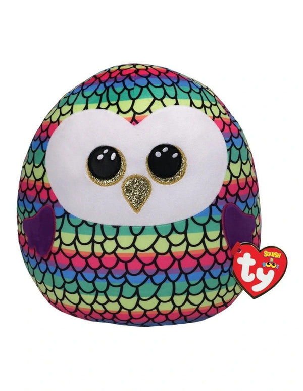 TY Squish-A-Boo 10" (25cm) Owen Owl Rainbow
