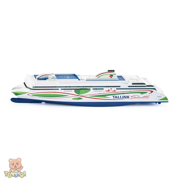 Model of a Tallink ferry on a white background