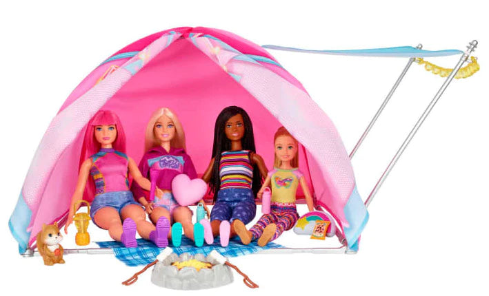 Barbie Let's Go Camping Tent and Two Dolls