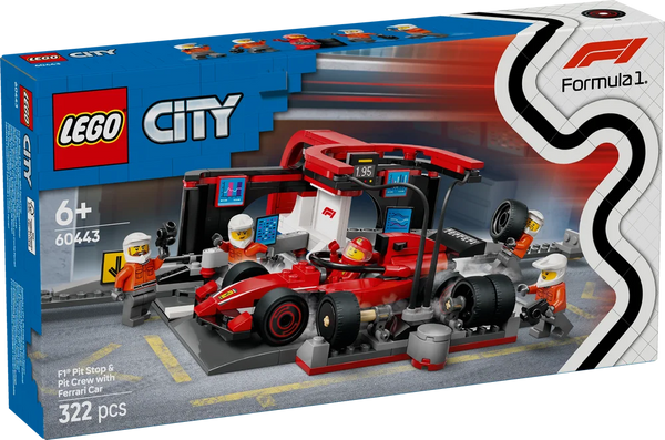LEGO City 60443 F1 Pit Stop & Pit Crew with Ferrari Car