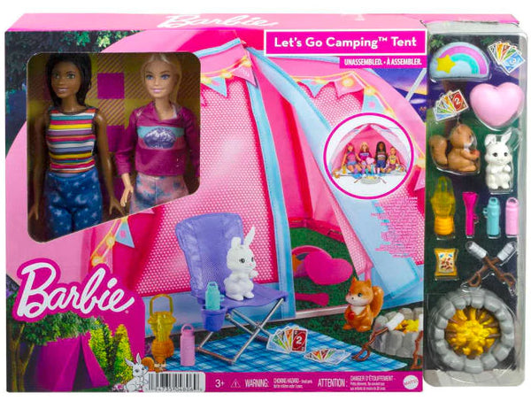 Barbie Let's Go Camping Tent and Two Dolls