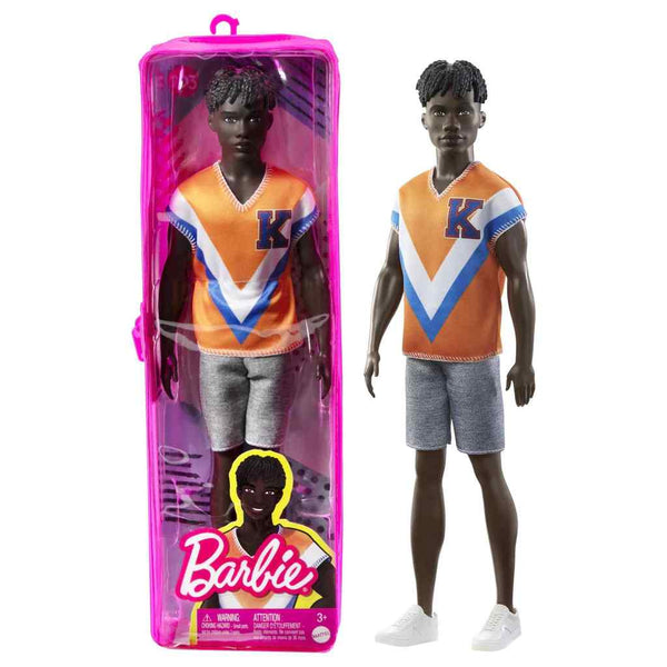 Barbie Ken Fashionistas With Twisted Black Hair Wearing Trendy Fit With A Sporty Jersey And Shorts