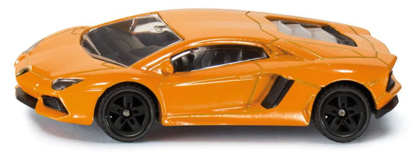 Die-cast scale model of an orange Lamborghini sports car.