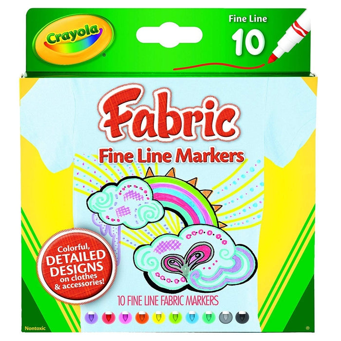 Crayola 10 Fabric Fine Line Markers - Crayola - Toys101