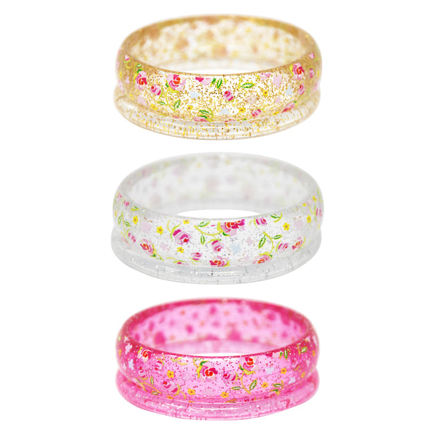 Pink Poppy Floral Glitter Bangle - Pink Poppy - Toys101