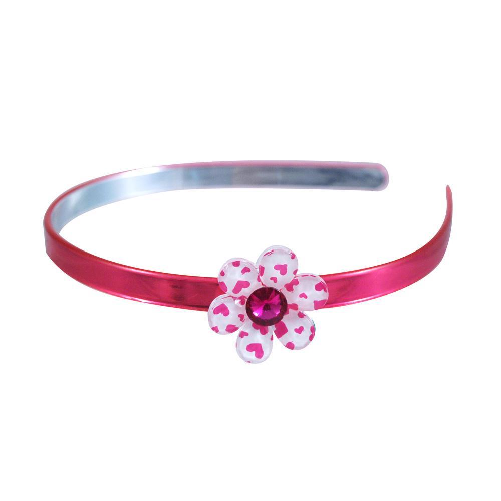 Pink Poppy Heart Print Flower Gem Headband - Pink Poppy - Toys101