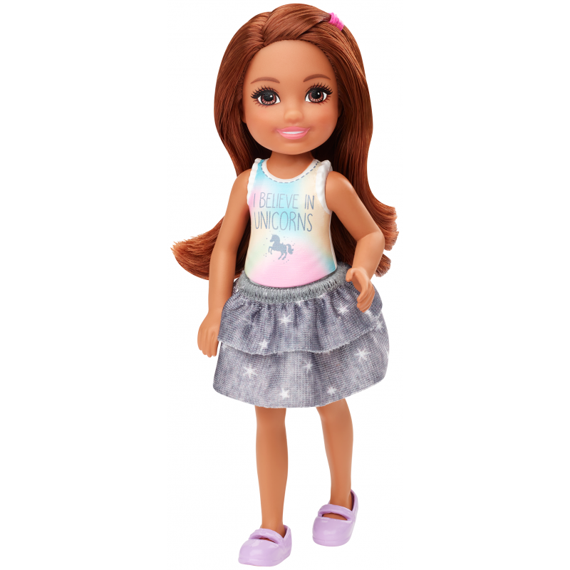 Barbie Club Chelsea Brunette Hair Girl with "I Believe in Unicorns'' - Barbie - Toys101