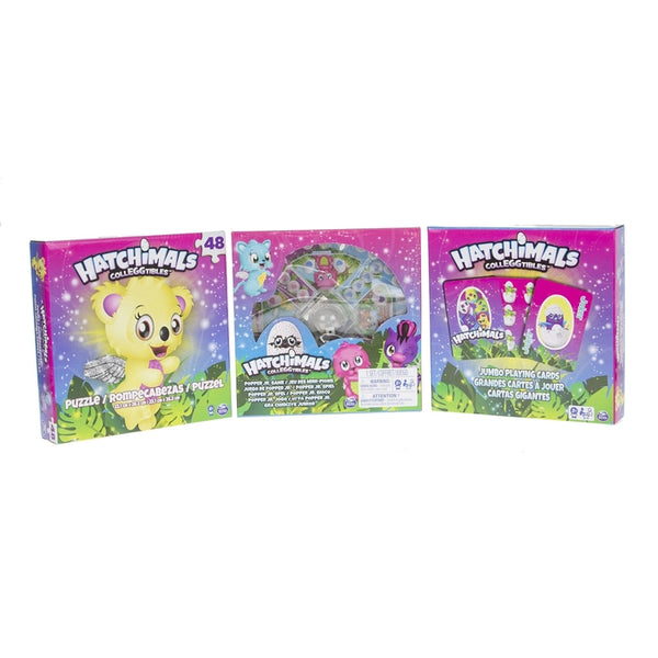Hatchimals 3 Pack Jumbo Playing Cards/Popper Jr. Game/Puzzle