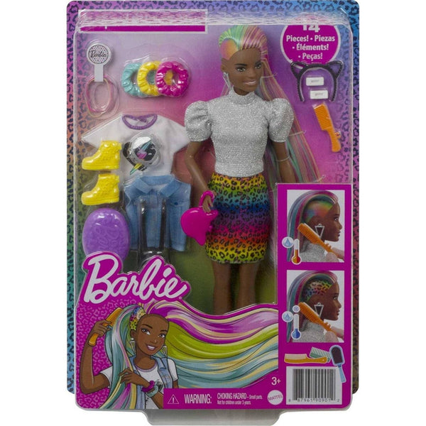 Barbie Leopard Rainbow Hair Doll Brown Eyes