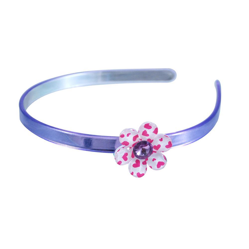 Pink Poppy Heart Print Flower Gem Headband - Pink Poppy - Toys101