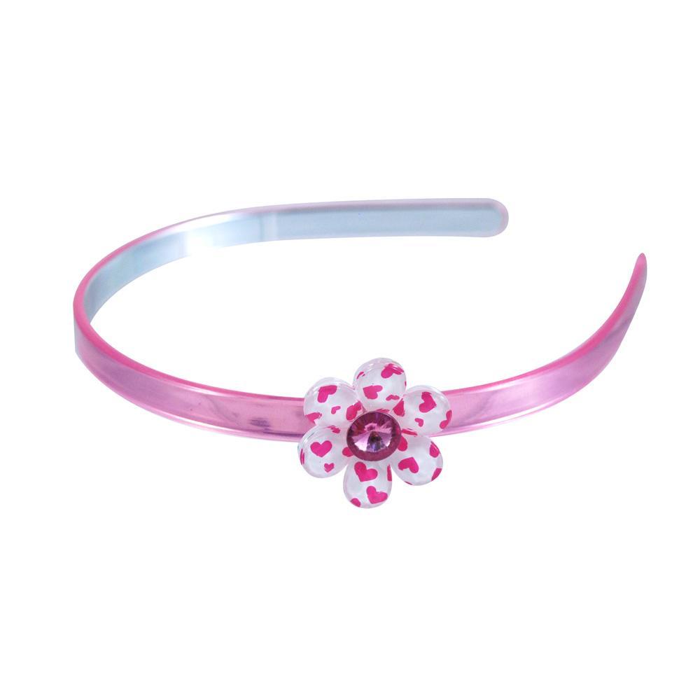 Pink Poppy Heart Print Flower Gem Headband - Pink Poppy - Toys101