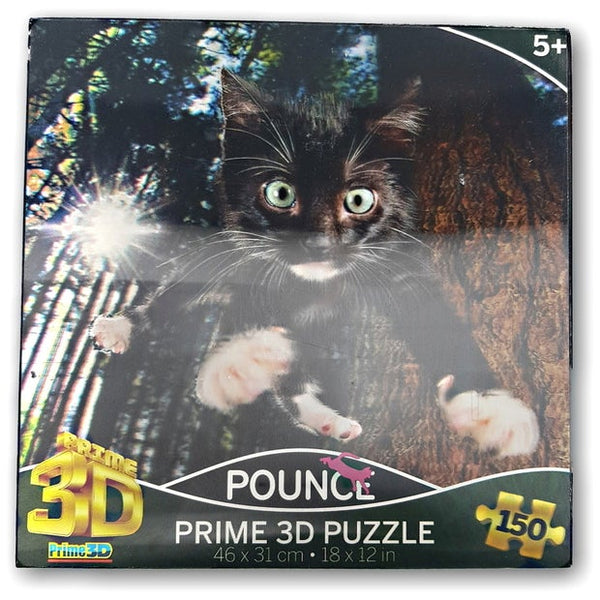 Prime 3D Pounce Black Kitten 150 Piece Puzzle